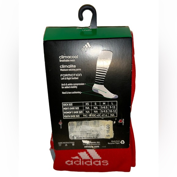 Adidas Team Speed OTC Soccer Socks 1 Pair Youth 13C-4Y Red & White w Logo NEW! - Picture 4 of 8